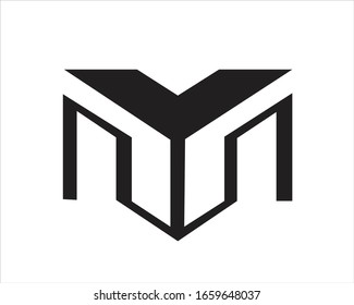 creative y & m logo design letter 