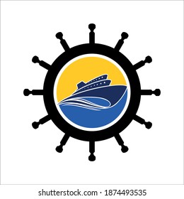 creative yacht logo design vector illustration