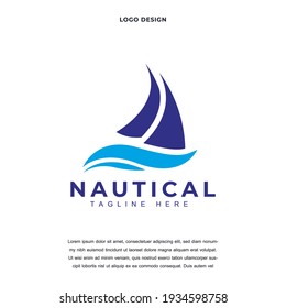 Creative Yacht Ship Icon Logo Design Vector Illustration. Sailing Boat Symbol Logo Design Color Editable