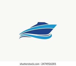 Creative yacht ship icon logo design vector template.