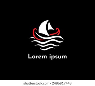 Creative yacht ship icon logo design vector illustration. sailing boat	