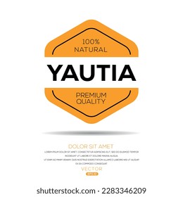 Creativo (Yautia), etiqueta Yautia, ilustración vectorial.