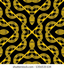 creative yellow Art Deco seamless vintage wallpaper pattern geometric decorative background