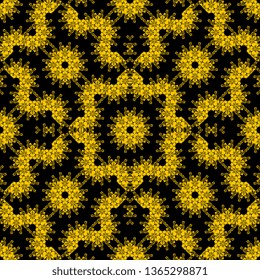 creative yellow black Art Deco Seamless Baroque Pattern