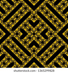 creative yellow black Seamless background with modern abstract geometrical ornament art deco