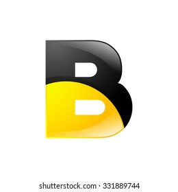 Creative yellow and black symbol letter B for your application or company design alphabet Graphics 3d letter.