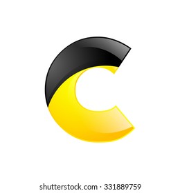 Creative yellow and black symbol letter C for your application or company design alphabet Graphics 3d letter.