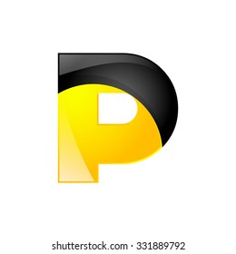 Creative yellow and black symbol letter P for your application or company design alphabet Graphics 3d letter.