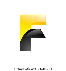 Creative yellow and black symbol letter F for your application or company design alphabet Graphics 3d letter.