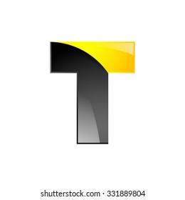 Creative yellow and black symbol letter T for your application or company design alphabet Graphics 3d letter.