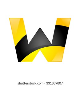 Creative yellow and black symbol letter W for your application or company design alphabet Graphics 3d letter.