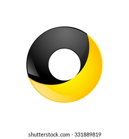 Creative yellow and black symbol letter O for your application or company design alphabet Graphics 3d letter.