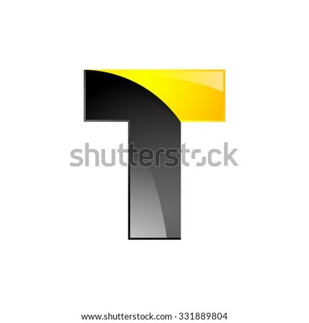 Creative yellow and black symbol letter T for your application or company design alphabet Graphics 3d letter.