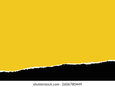Creative yellow and black torn paper background with ripped edges vector illustration.