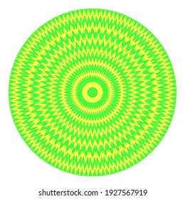 Creative yellow green points round symbol. Abstract symmetrical logo. Mosaic green beads. Circle dots modern pixel floral art icon. yellow pattern ornament wheel decorative illustration eps10
