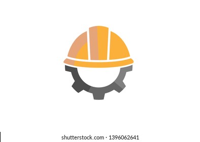 Creative Yellow Hardhat Construction helmet Logo Design Illustration