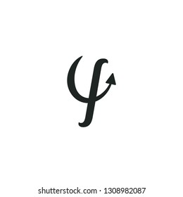 Creative 'YF' lettering logo design with arrow. vector image.