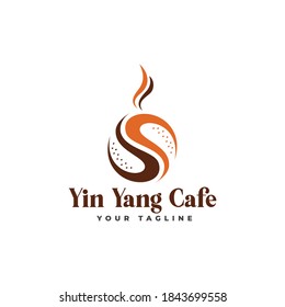 Creative Yin Yang Coffee and Cafe Symbol Logo Template / Coffee shop