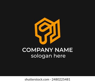 Creative YJ link icon logo design template for company