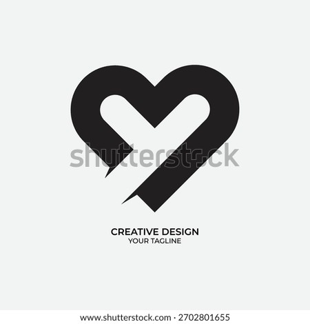 Creative YM or MY logo in love shape modern unique stylish logo design