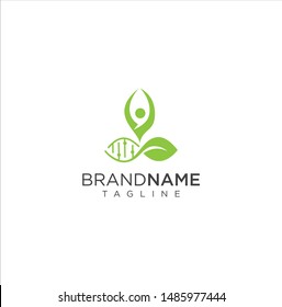 Creative Yoga Leaf Logo Design Icon. Dna Wellness Logo Icon Vector Stock 