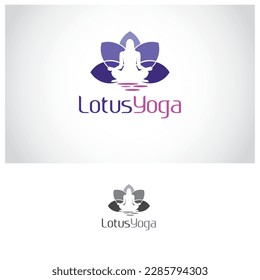Creative Yoga logo design template with negative space style.