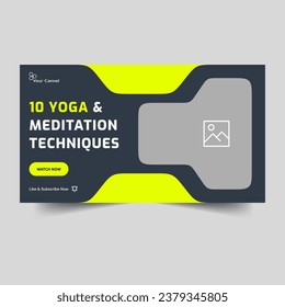 Creative yoga and meditation video thumbnail banner design, customizalbe video cover banner design, fully editable vector eps 10 file format