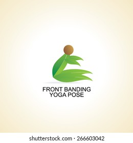 creative yoga pose created with green leaf vector illustration