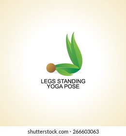 creative yoga pose created with green leaf vector illustration