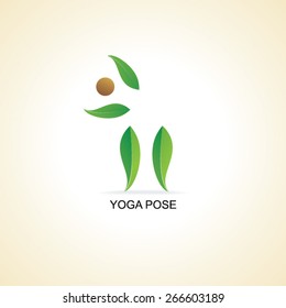 creative yoga pose created with green leaf vector illustration
