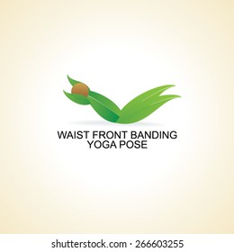 creative yoga pose created with green leaf vector illustration