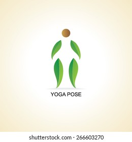 creative yoga pose created with green leaf vector illustration