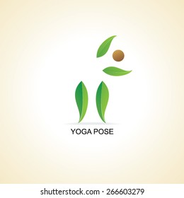 creative yoga pose created with green leaf vector illustration