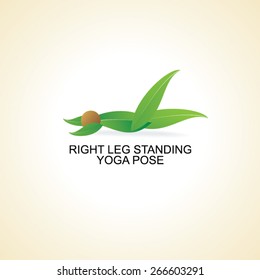 creative yoga pose created with green leaf vector illustration