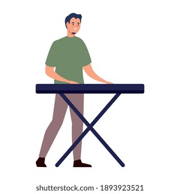 creative young man playing piano character vector illustration design
