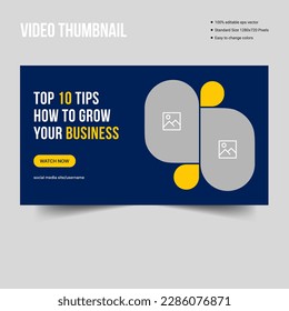 Creative youtube video thumbnail banner template design, business web video thumbnail design, editable vector eps 10 file