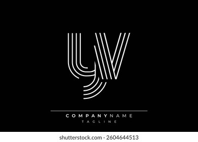 Creative YV lines letter logo design. A simplistic and elegant abstract logo design with linear patterns and initials, suitable for contemporary branding.