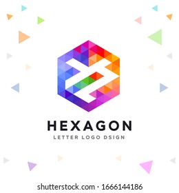 Creative YZ Letter Logo Colorful Mosaic and Hexagon Pattern Icon Design template Element for Your Company Business 