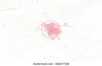 Creative Z z alphabet with heart water colour vector logo design initial text typography