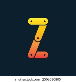 Logotipo creativo de la tipografía del alfabeto de la cadena de la letra Z, signo mínimo del logotipo de la cadena de la bici de la letra Z, símbolo del logotipo del carácter de Z