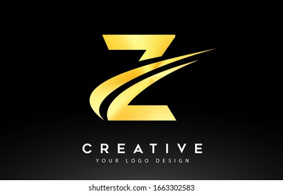 Creative Z Letter Logo Design with Swoosh Icon Vector Illustration.