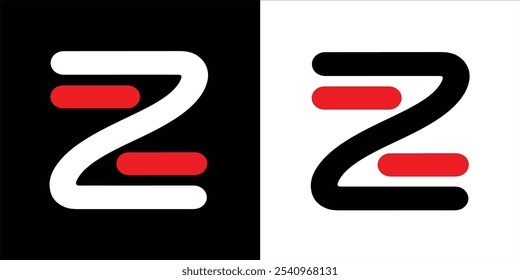 Creative Z Letter Logo Design, Colorful Letter Z Vector Logo Design, Letter z. Icon with two color on white and black background
