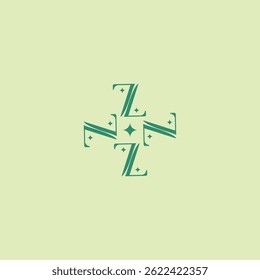 Creative Z letter logo featuring sparkling star accents, perfect for luxury, beauty, or fashion branding, elegant, modern, and visually striking monogram style.