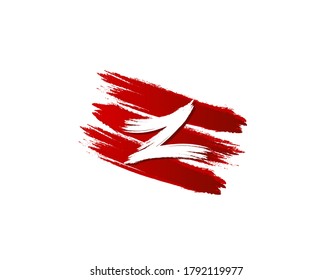 Creative Z Letter Logo in Red Strips Grunge Splatter Element. Retro Rusty logo design template.