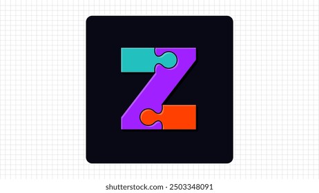 Logo creativo del rompecabezas del Vector de la letra Z, logotipo colorido elegante de las piezas Letra Z, símbolo del logotipo del carácter de Z