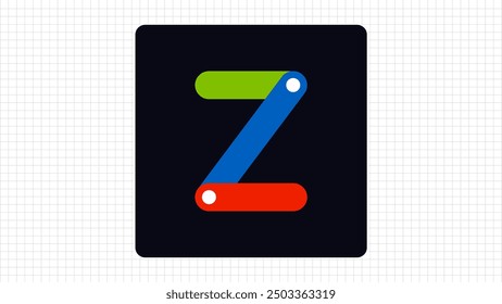 Creative Z Letter Wall Hook Type Logo, Stylish Colorful Z Letter Minimal Logo Sign, Z Character Logo Symbol