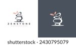 Creative Zenstone Logo. Stone Rock Balancing with Minimalist Style. Spa and Wellness Logo Icon Symbol Vector Design Template.