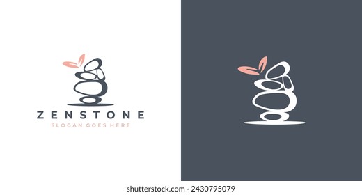 Creative Zenstone Logo. Stone Rock Balancing with Minimalist Style. Spa and Wellness Logo Icon Symbol Vector Design Template.