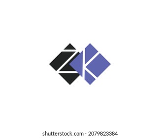 Creative ZK Letter Logo Design Template Vector