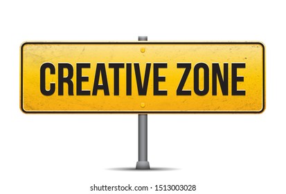 Creative Zone Yellow traffic sign isolated on a white background. Vector illustration.